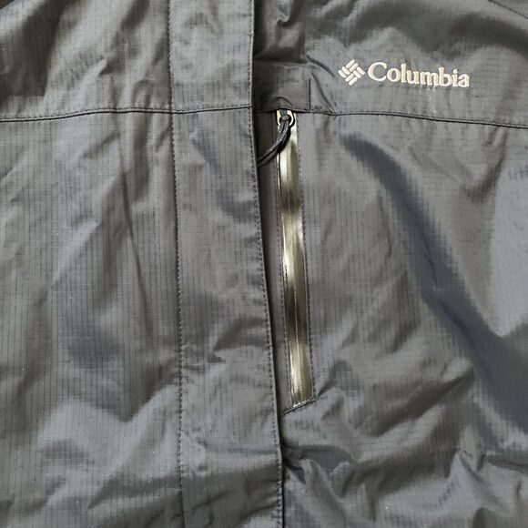 Columbia Pouration Rain Jacket Womens 1X Black Full Zip Hood Waterproof Shell - Picture 6 of 10